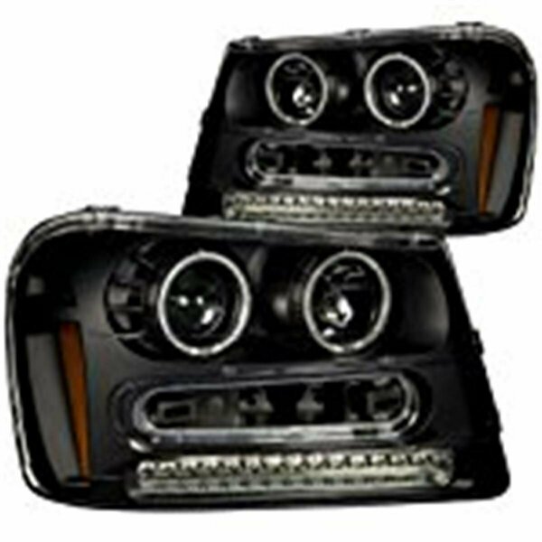 Kento Gear 2002 - 2009 Trailblazer Headlights Black Projectors with CFL Halo Lamp - Clear KE3640918